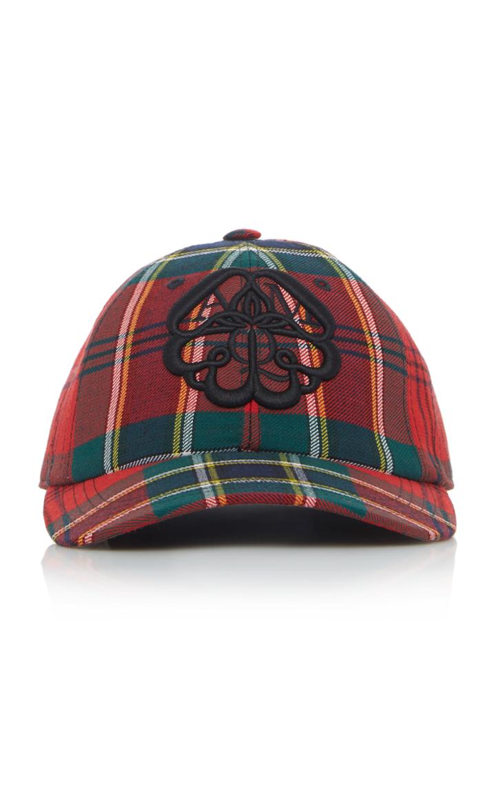 Alexander Mcqueen Embroidered Checked Twill Hat