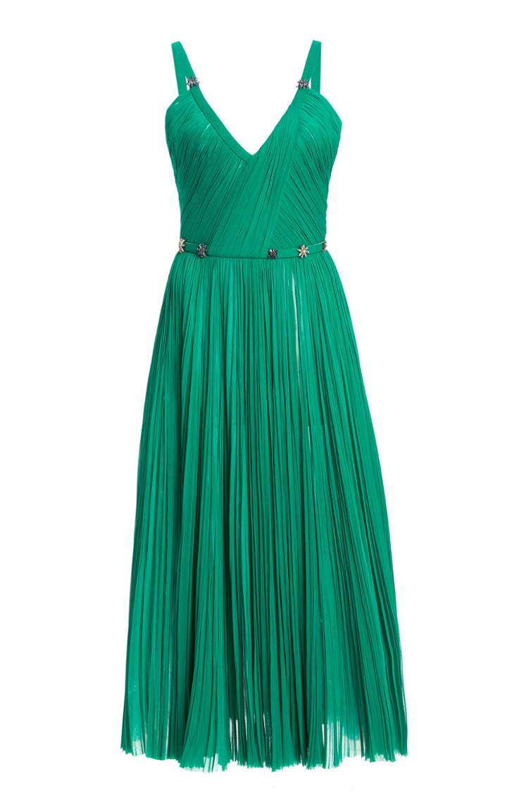 Moda Operandi J. Mendel Crystal-emellished Pliss Midi Dress