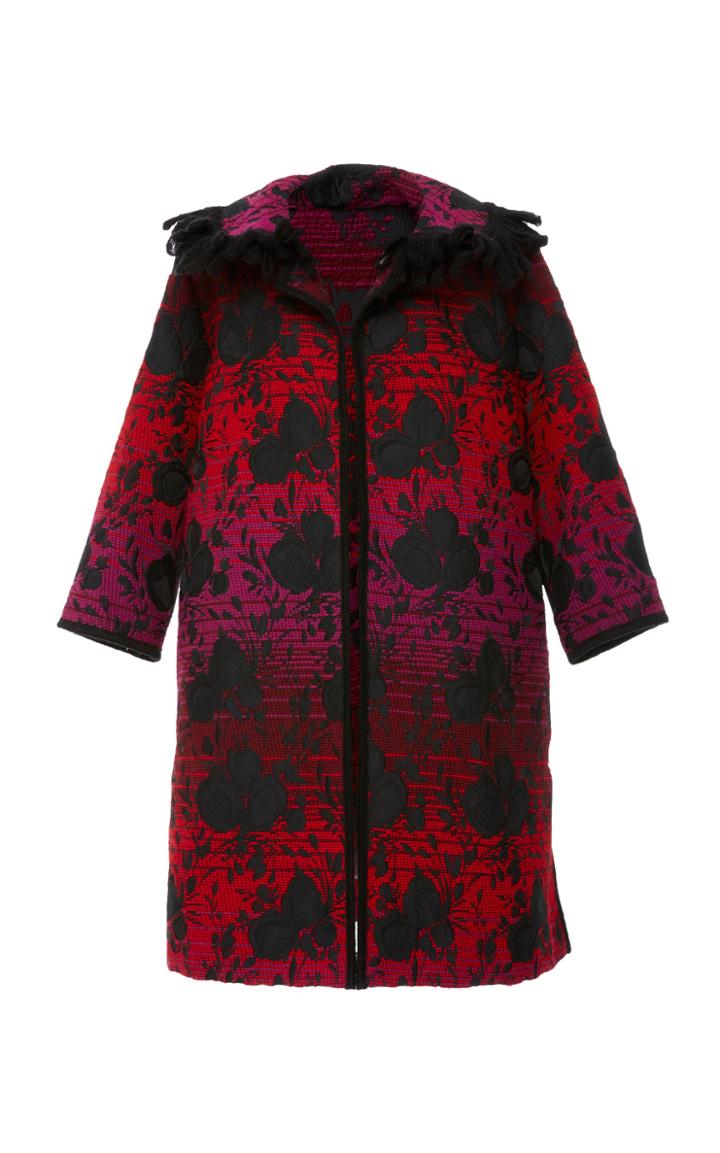 Anna Sui Gradient Floral Jacquard Woven Coat