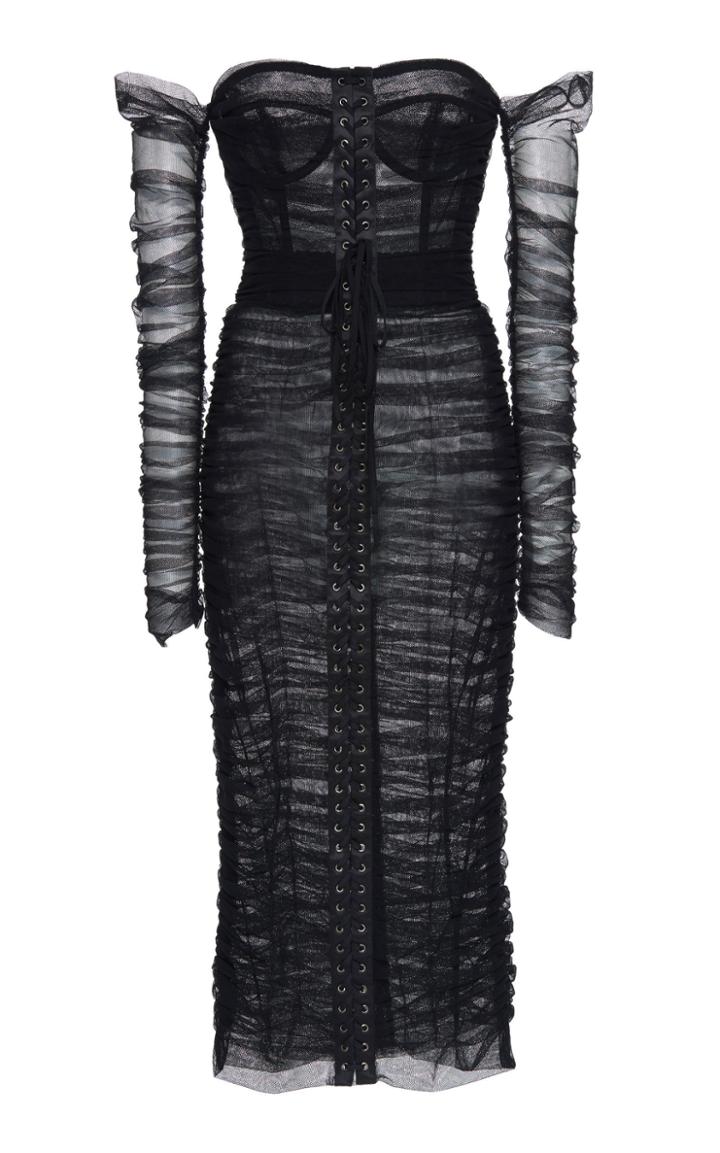 Dolce & Gabbana Ruched Off The Shoulder Dress