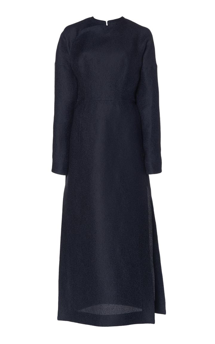 Jil Sander Mandarin Collar Silk Maxi Dress