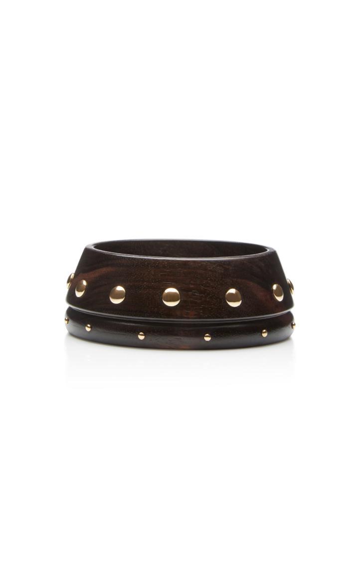 Rosa De La Cruz 18k Gold Stud-embellished Ebony Bracelet