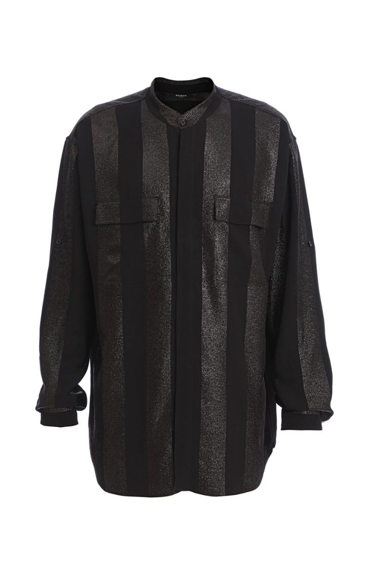 Balmain Oversized Shiny Striped Shirt