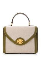 Mark Cross Valentina Soft Leather-trimmed Birdseye Top Handle Bag