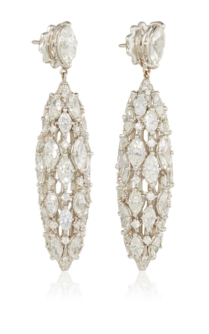Sidney Garber 18k White Gold And Diamond Torchere Earrings