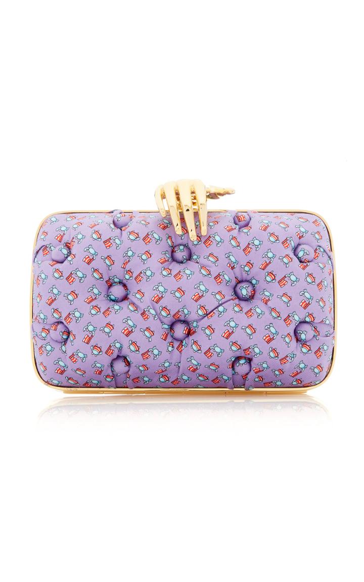 Benedetta Bruzziches Carmen Crab Printed Silk Satin Bag With Hand