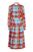 Stella Jean Plaid Pleated Midi Dress
