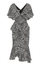Michael Kors Collection Cascade Cape Sleeve Silk Printed Dress