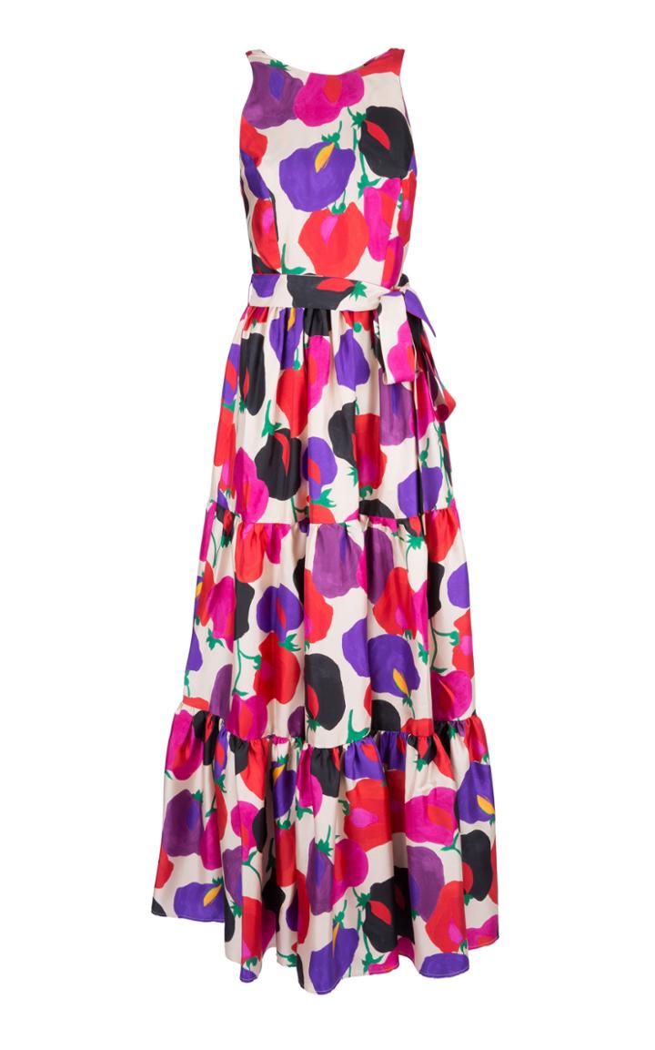 La Doublej Pellicano Americano Printed Silk Dress