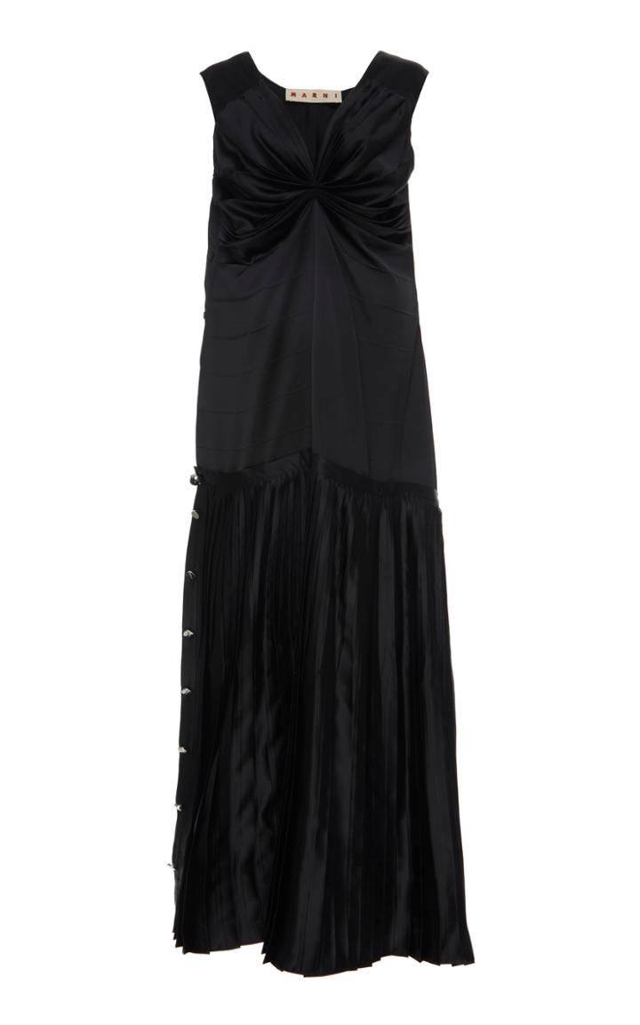 Marni Button Side Satin Maxi Dress