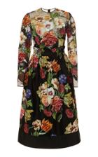 Dolce & Gabbana Long Sleeve Organza Floral 'bouquet' Dress
