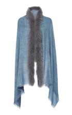 Ama Pure Azzurro Cape With Fox Trim