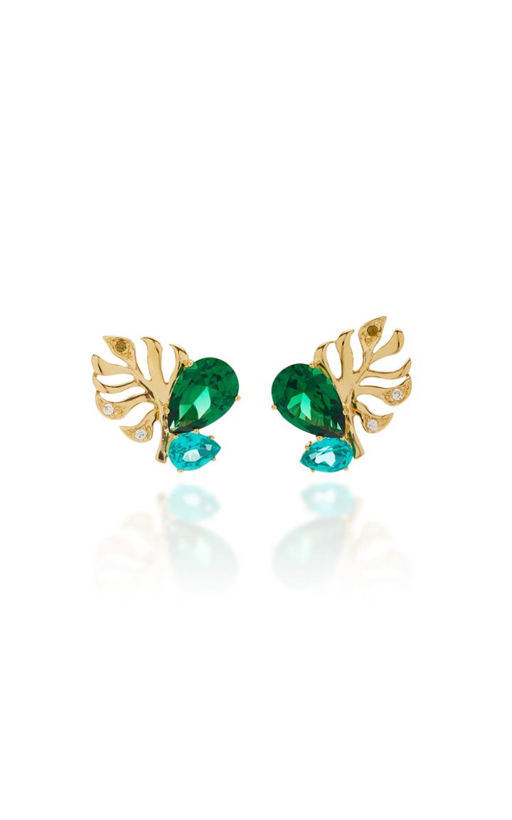 Anabela Chan M'o Exclusive Emerald Palm Ear Studs