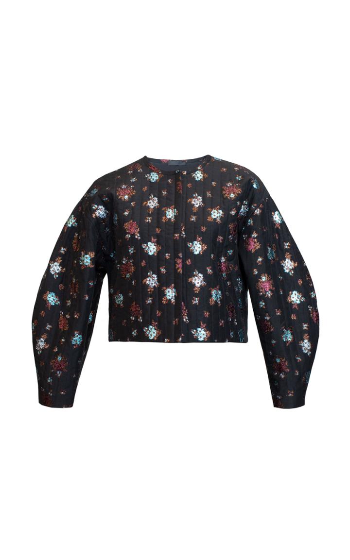 Lake Studio Cropped Quilted Floral-jacquard Jacket
