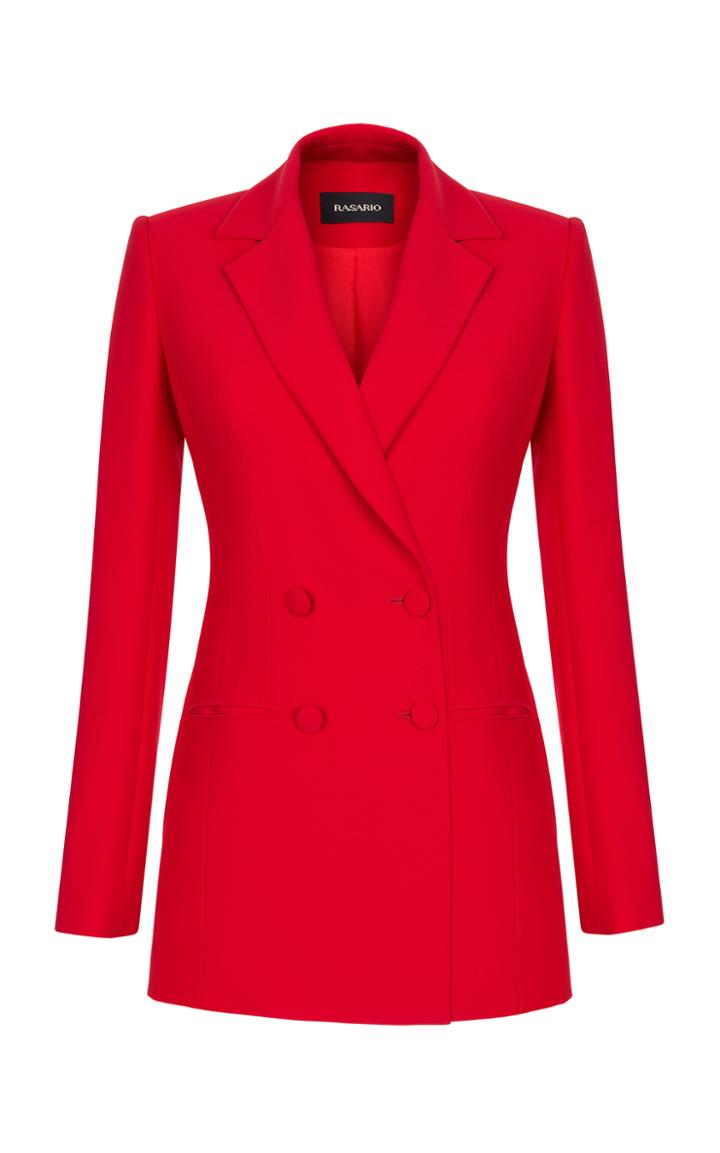 Rasario Double Breasted Crepe Blazer