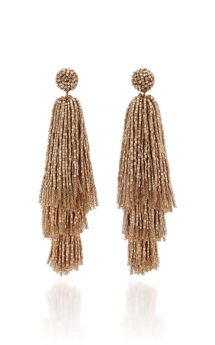 Deepa Gurnani Beaded Tassel Drop Earrings