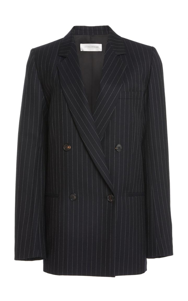 Moda Operandi Victoria Beckham Pinstriped Wool Blazer