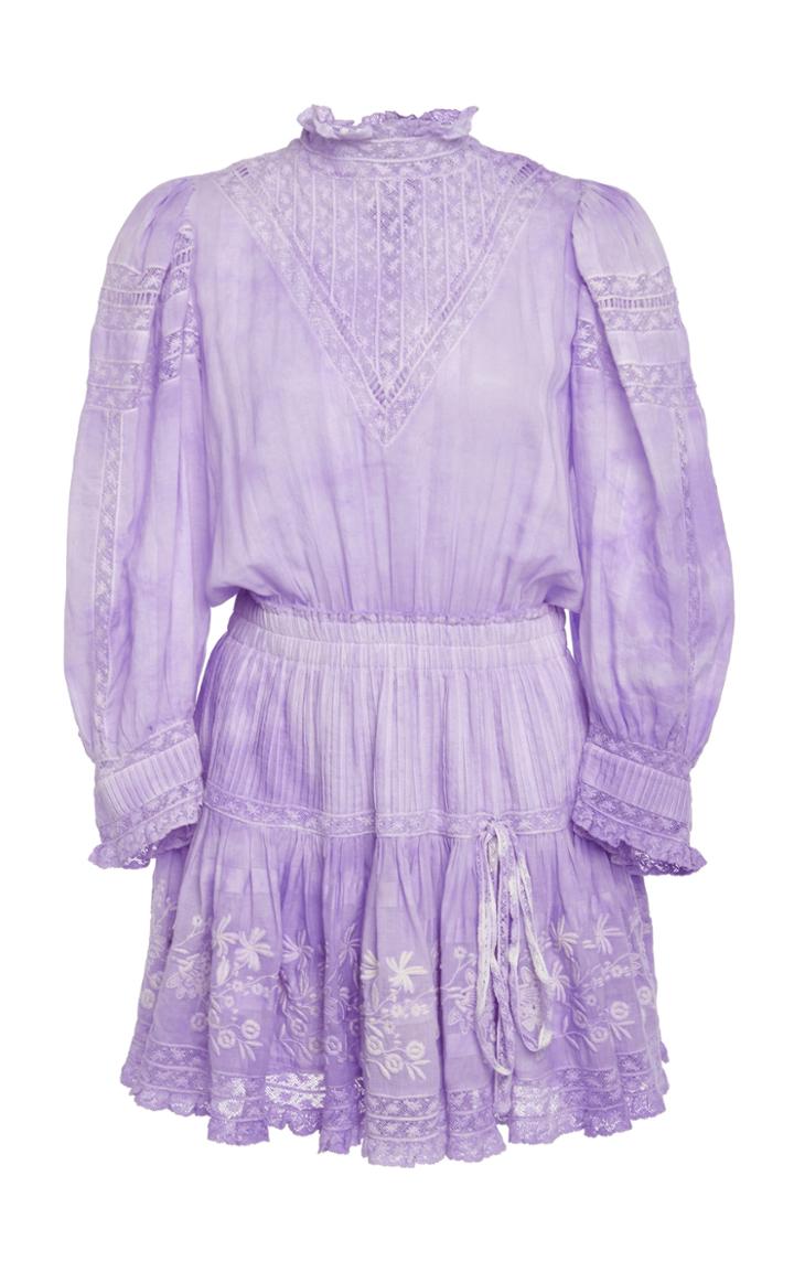 Loveshackfancy Viola High Neck Cotton Mini Dress