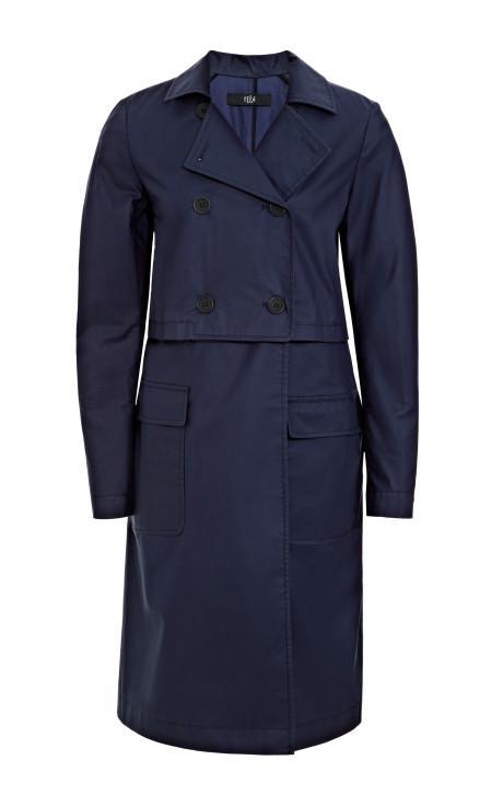 Tibi Seal Cotton Trench Coat Navy
