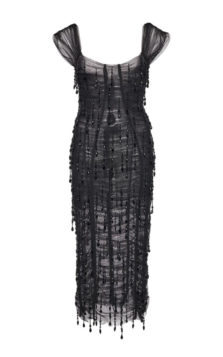 Moda Operandi Dolce & Gabbana Ruched Embellished Chiffon Dress