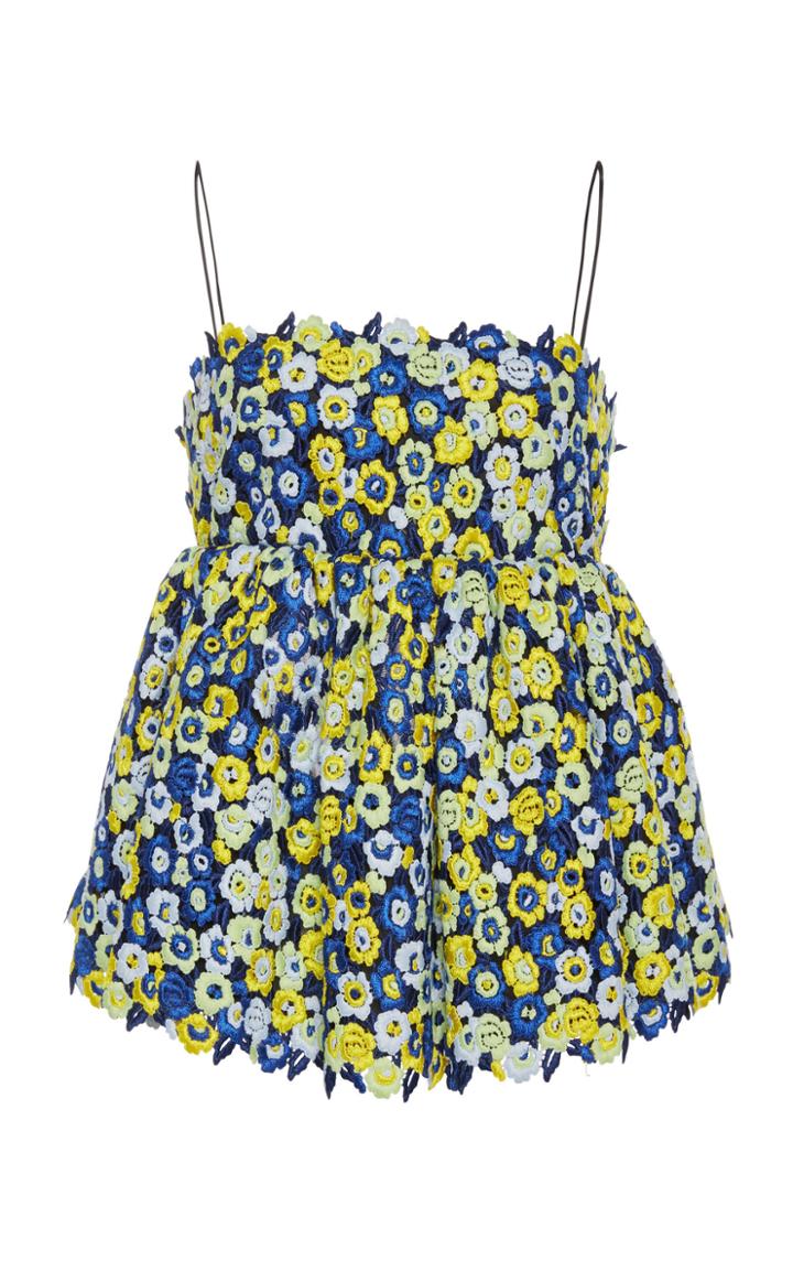 Cecilie Bahnsen Ruby Floral Macrame Peplum Top