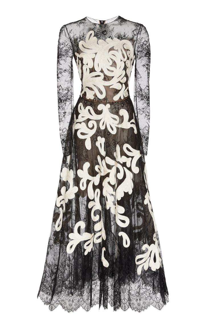 Moda Operandi Oscar De La Renta Embroidered Guipure Lace Dress