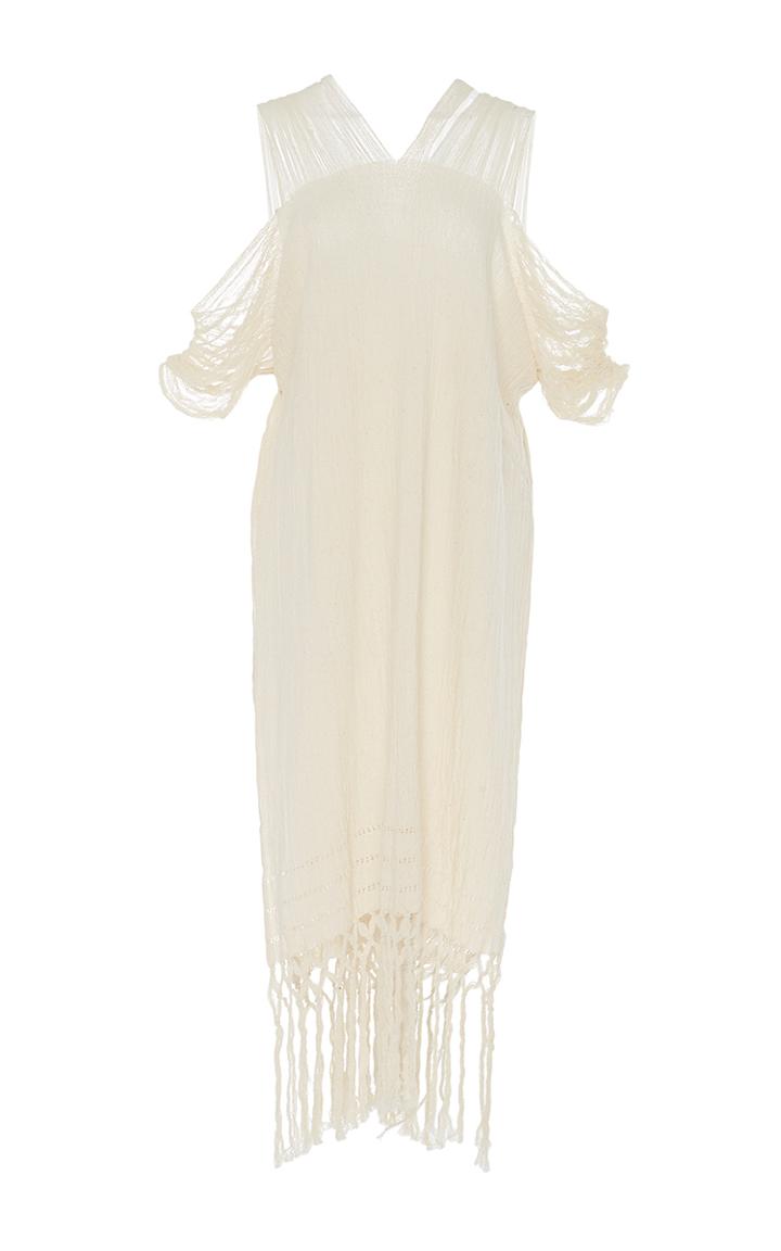 Caravana Tulum Scorpios Frayed Cold Shoulder Dress