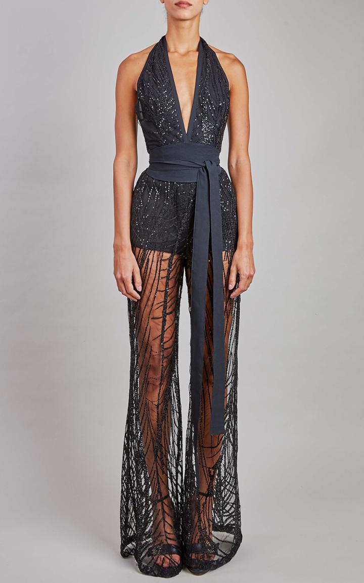 Moda Operandi Elie Saab Embroidered Tulle Jumpsuit