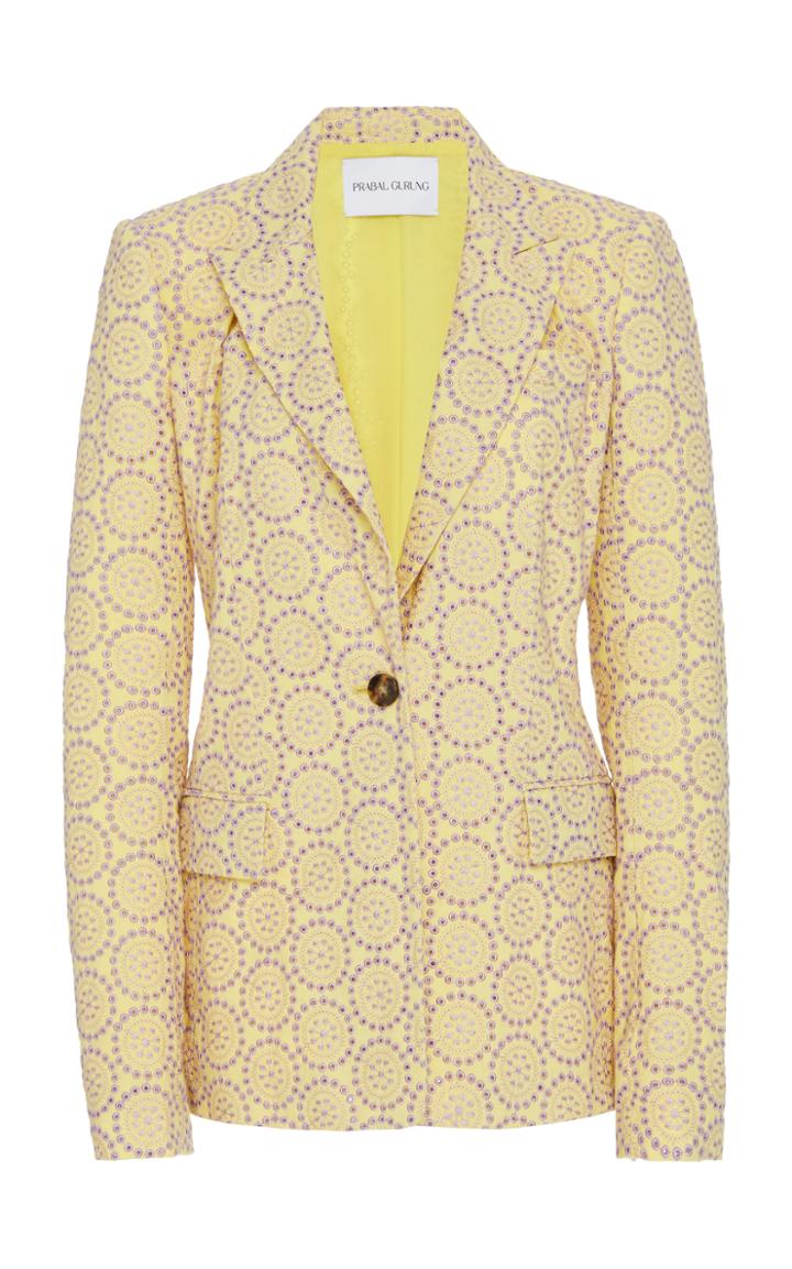 Moda Operandi Prabal Gurung Printed Cotton Tailored Jacket Size: 00