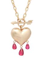 Rachel Quinn Bleeding Heart 14k Gold And Ruby Necklace