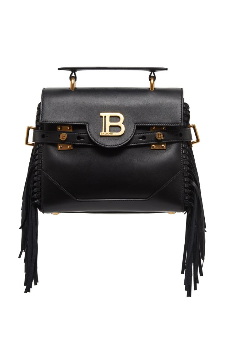Balmain B-buzz 23 Fringe-trimmed Leather Top Handle Bag