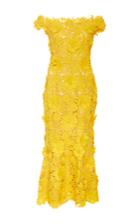 Naeem Khan Off The Shoulder Dandelion Sheath Midi Dress