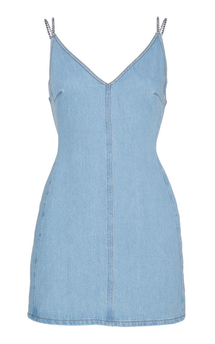 David Koma Crystal Strap Denim Mini Dress
