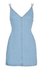 David Koma Crystal Strap Denim Mini Dress