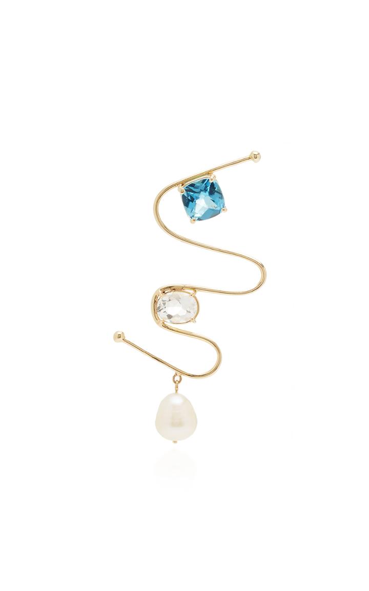 Carole Le Bris Perez Single Pearl And Topaz Earring