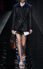 Moda Operandi Versace Pinstriped Cady Mini Skirt