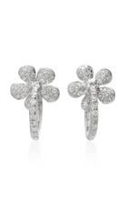 Colette Jewelry Small Flower Huggies 18k White Gold Diamond Earrings