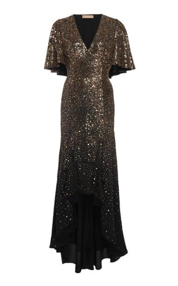 Michael Kors Collection Confetti Paillette Silk Cape Gown