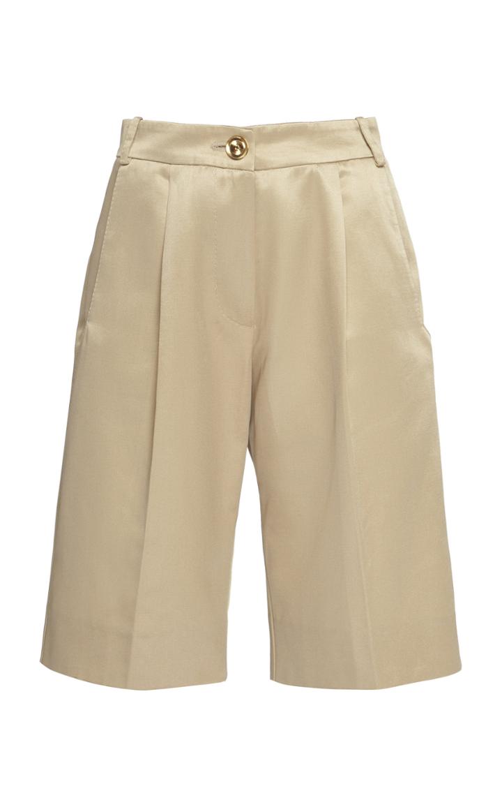 Moda Operandi Rowen Rose Pleated High-rise Satin Shorts Size: 34