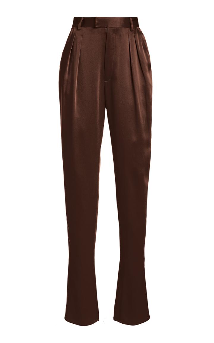 Lapointe Double-faced Satin High-waisted Pleated Trousers