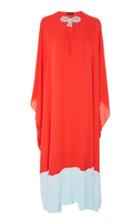Reem Acra Color Block Silk Midi Dress