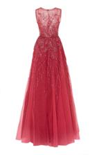 Georges Hobeika Bead Embroidered Illusion Ball Gown