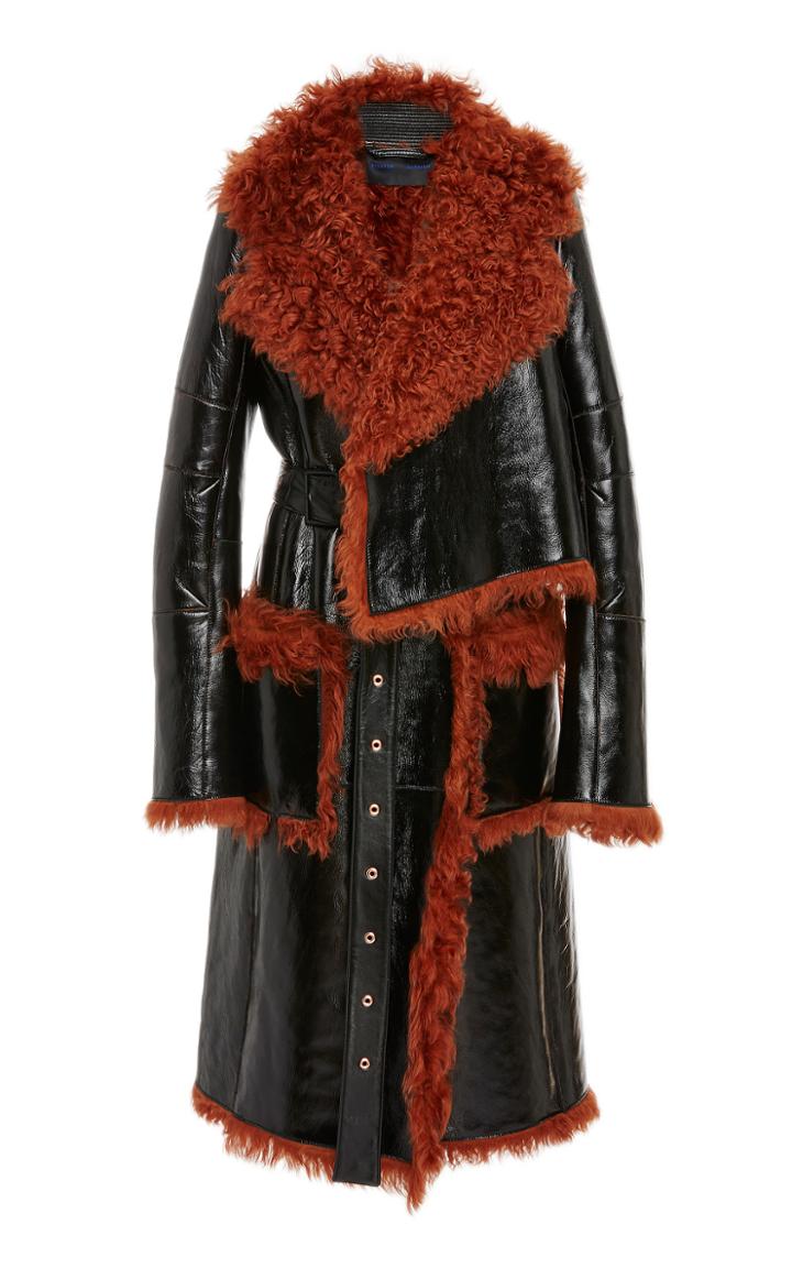 Proenza Schouler Shearling Trim Leather Long Coat