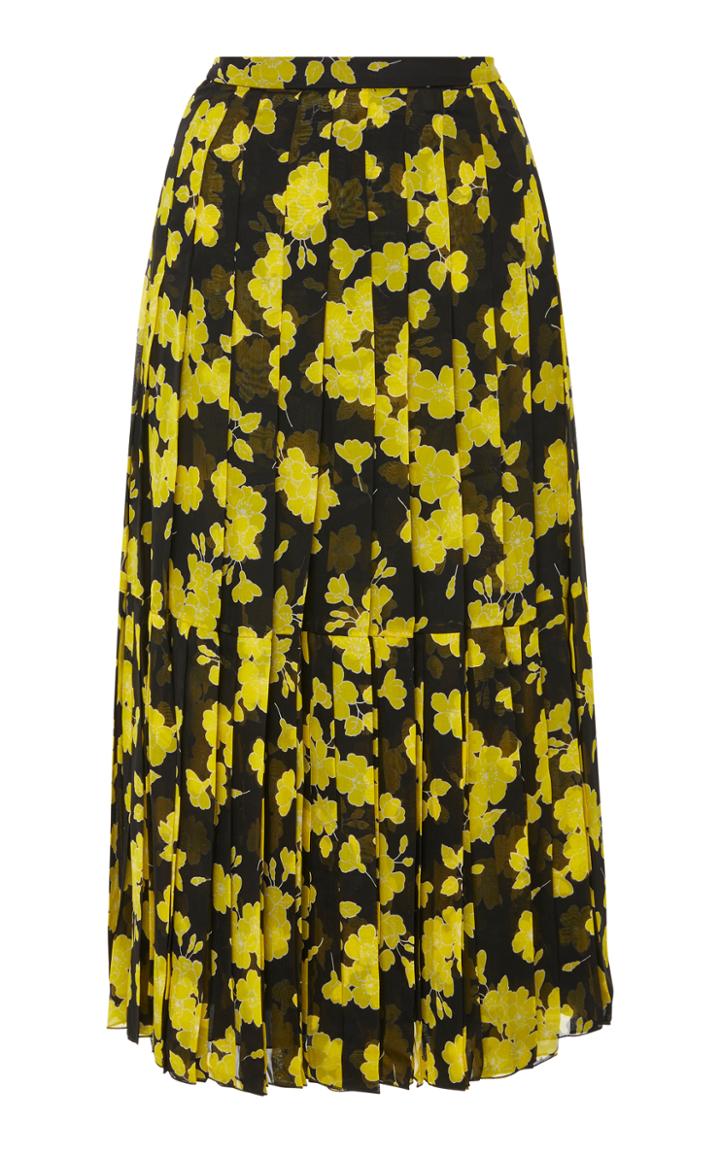 Rochas Floral Pleated Midi Skirt