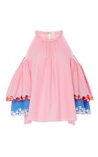 Peter Pilotto Pink Embroidered Cold Shoulder Blouse