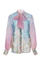 Luisa Beccaria Floral Print Chiffon Blouse