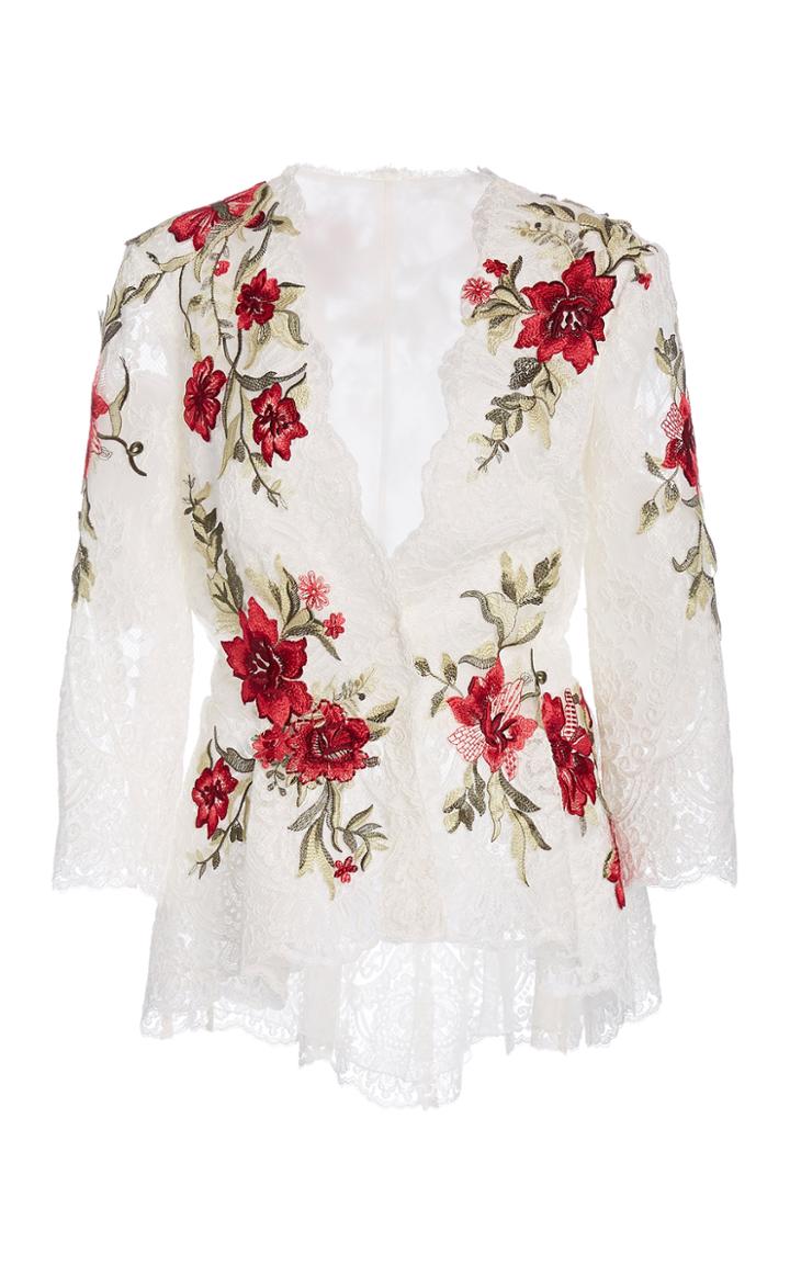 Moda Operandi Marchesa Embroidered Lace Top