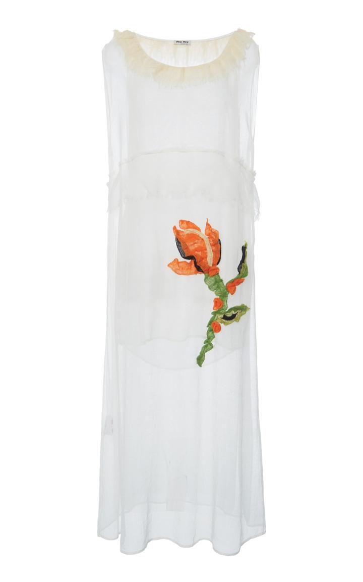 Moda Operandi Miu Miu Embroidered Semi-sheer Organza Dress Size: 38
