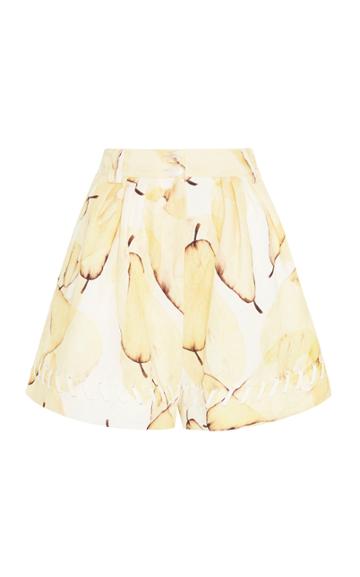 Moda Operandi Aje Unlace Braid-detailed Pear-print Linen-blend Shorts