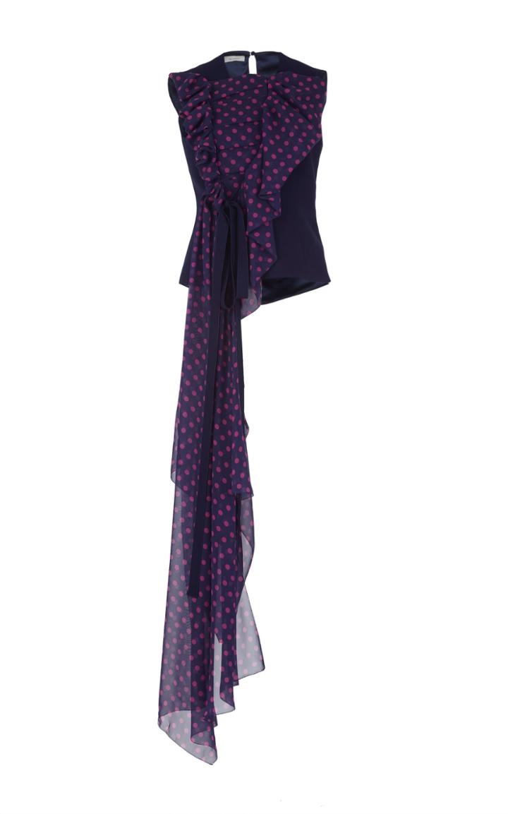 Delpozo Georgette Polka-dot Top